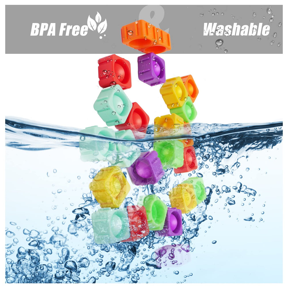 Ejanmilar rainbow blocks made from BPA-free silicone and waterproof materials.