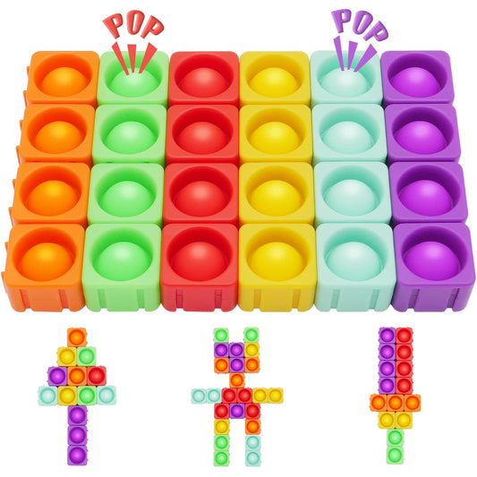 Ejanmilar rainbow pop blocks close-up for tactile play and focus.