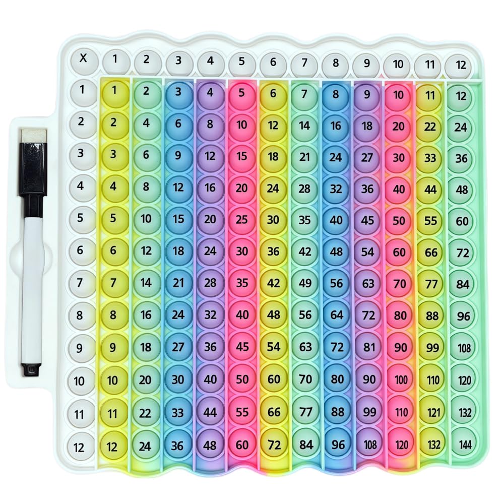 EK-Memory-fish e4 Pop board with full 1-12 multiplication grid for visual learning.