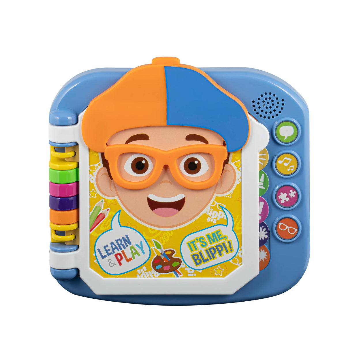 ekids Blippi book open page for interactive learning on the go