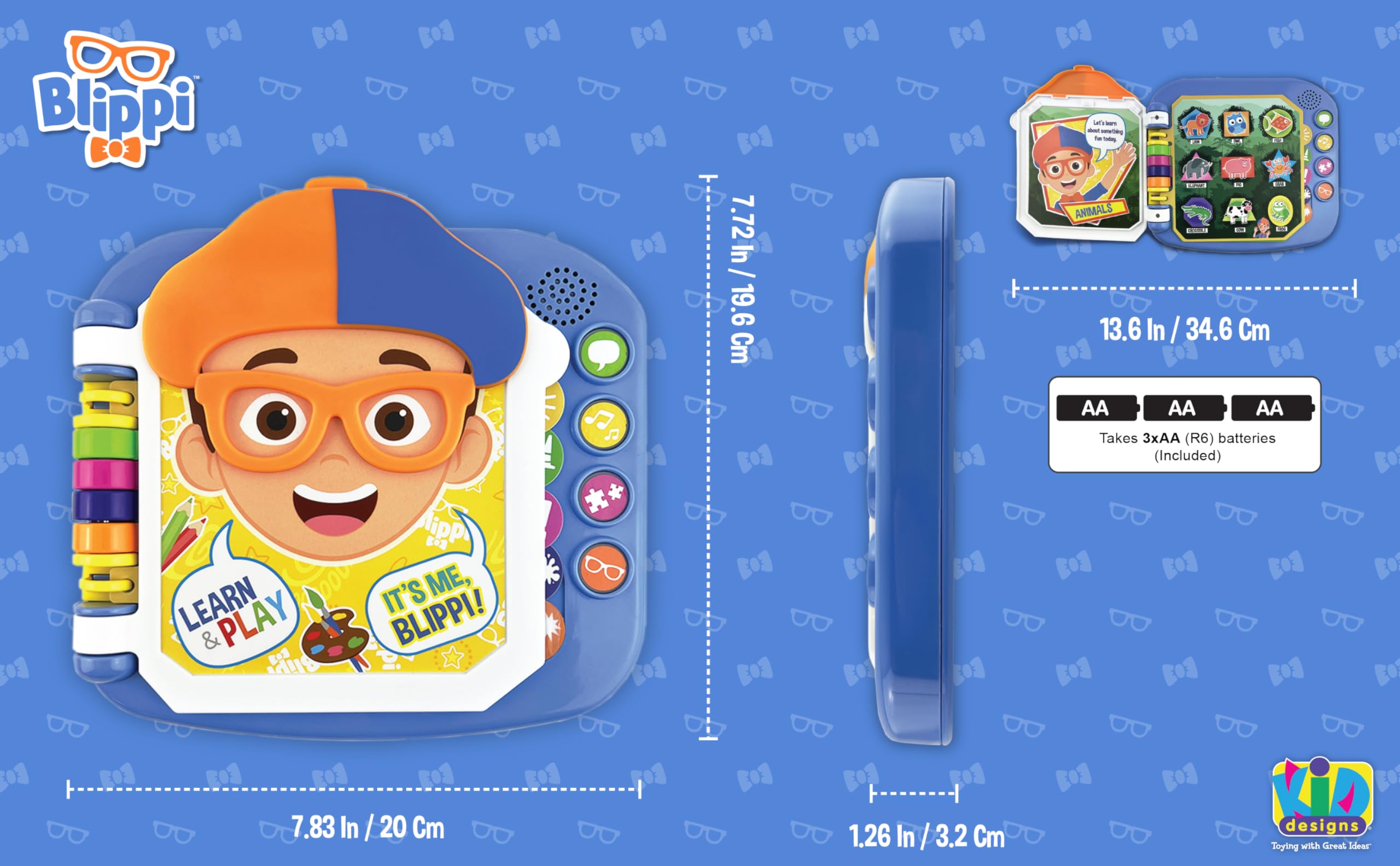 ekids Blippi book shapes and colors page for color recognition