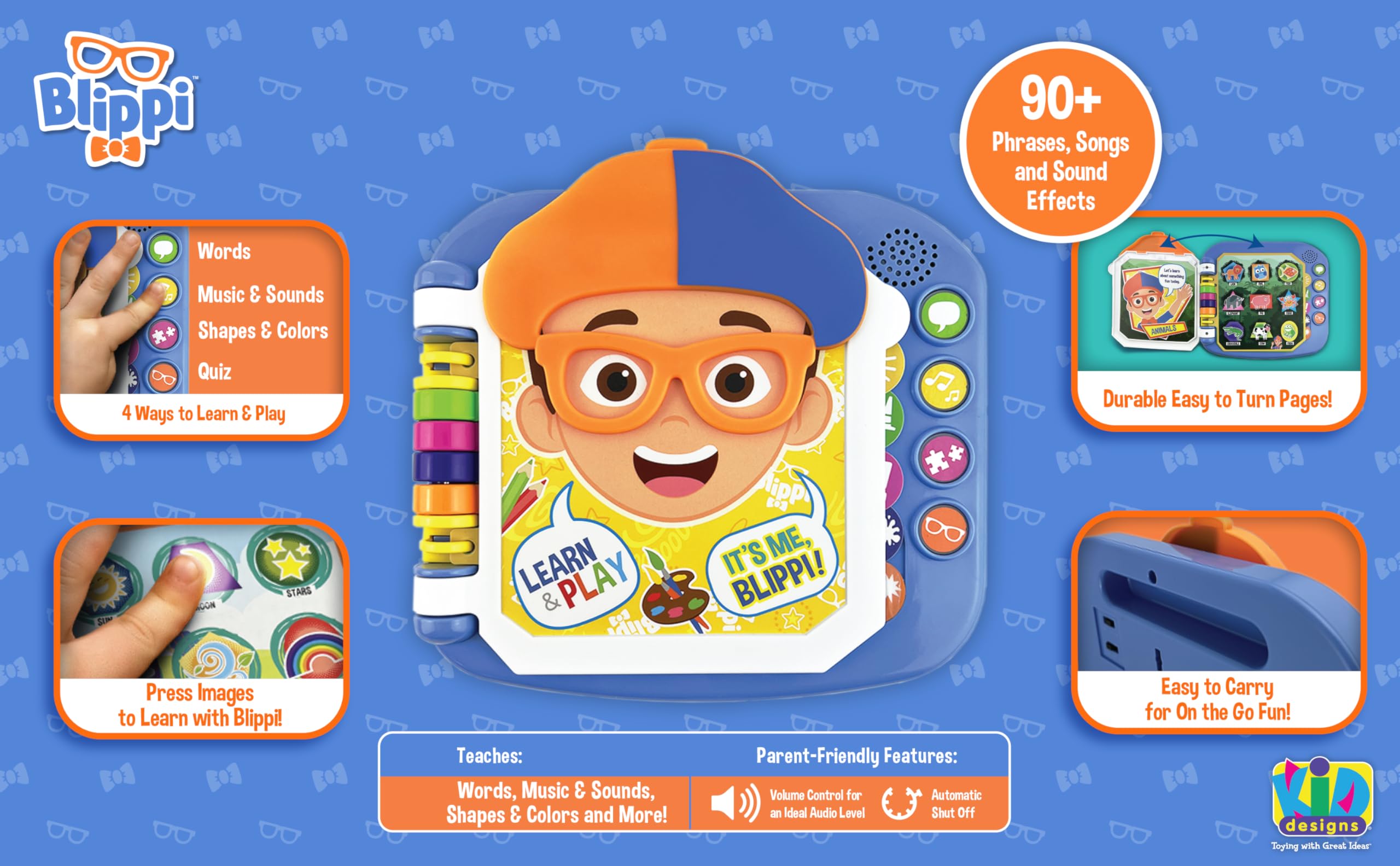 ekids Blippi book words mode page for vocabulary practice