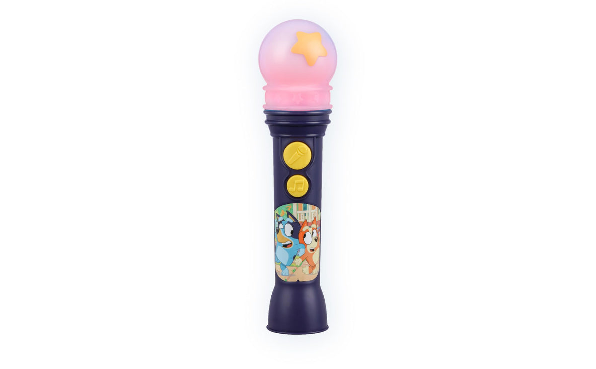 eKids Bluey Microphone Toy amplifies your toddler's voice for pretend performances.