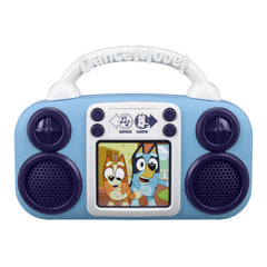 ekids Bluey Toy Music Player front view, kid-friendly design easy for toddlers to hold and operate