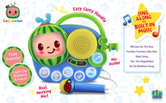 ekids Cocomelon singalong boombox control panel for easy use.