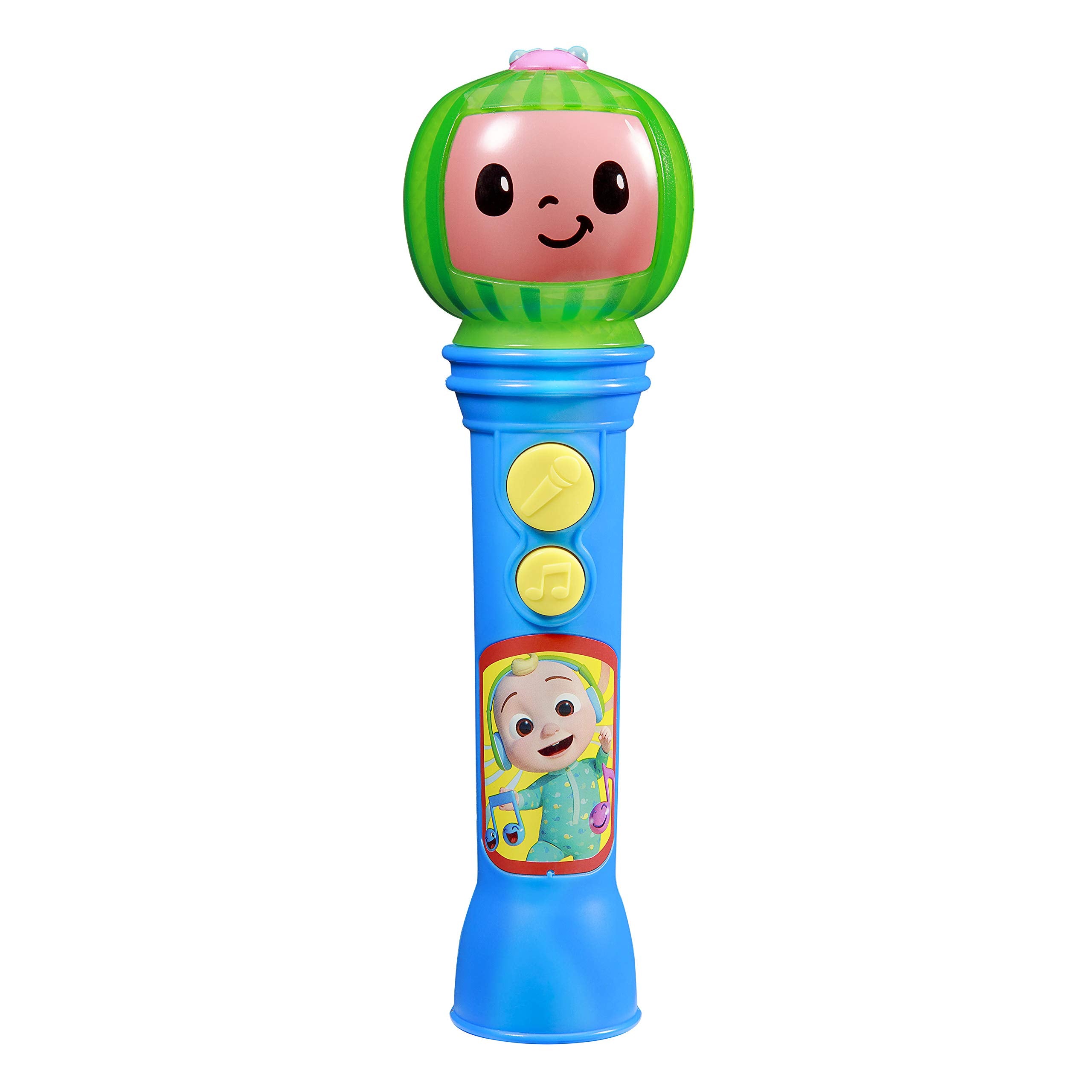 ekids cocomelon toy microphone with push-button amplification for toddlers
