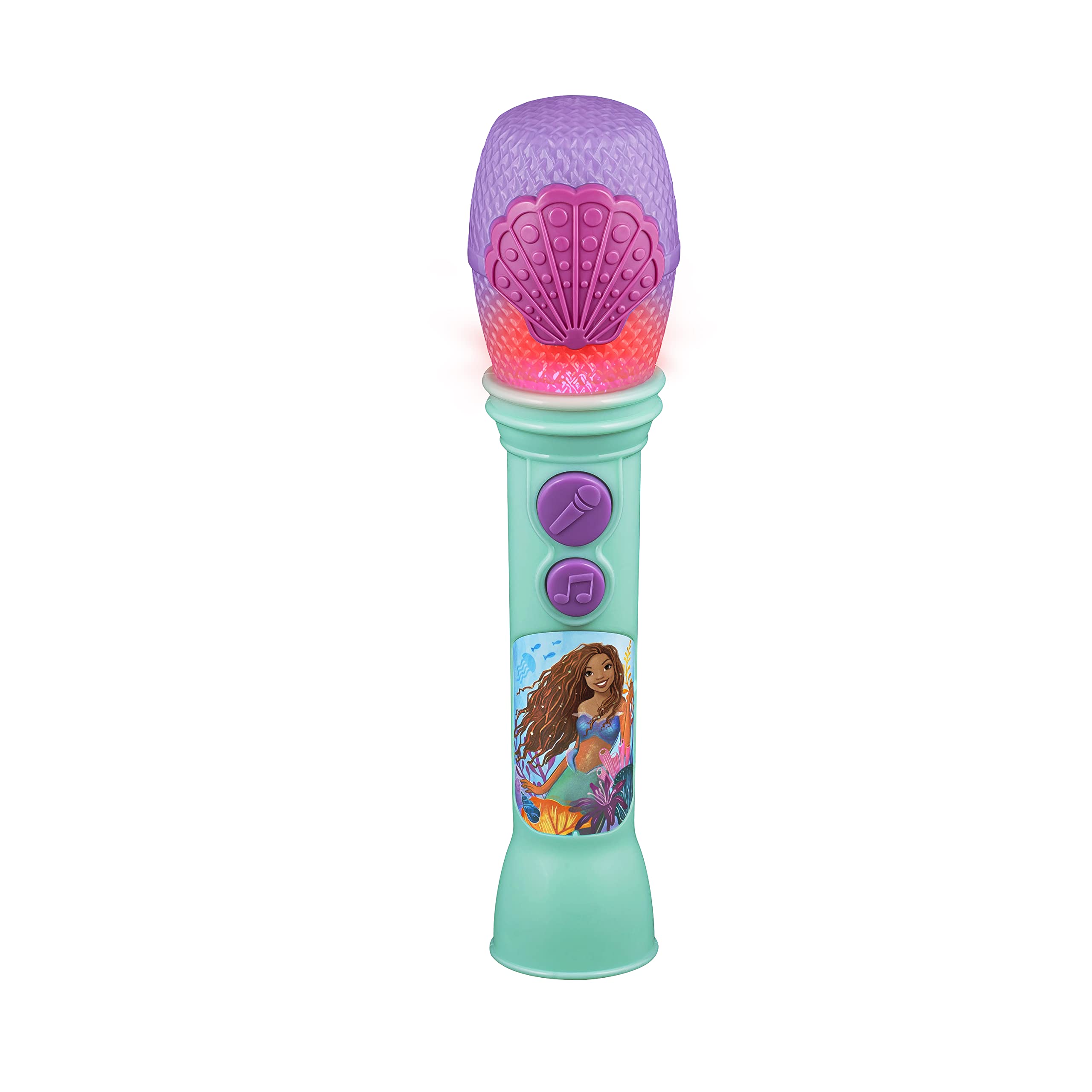eKids Disney Little Mermaid Microphone front view with Ariel graphics for kid-friendly performances