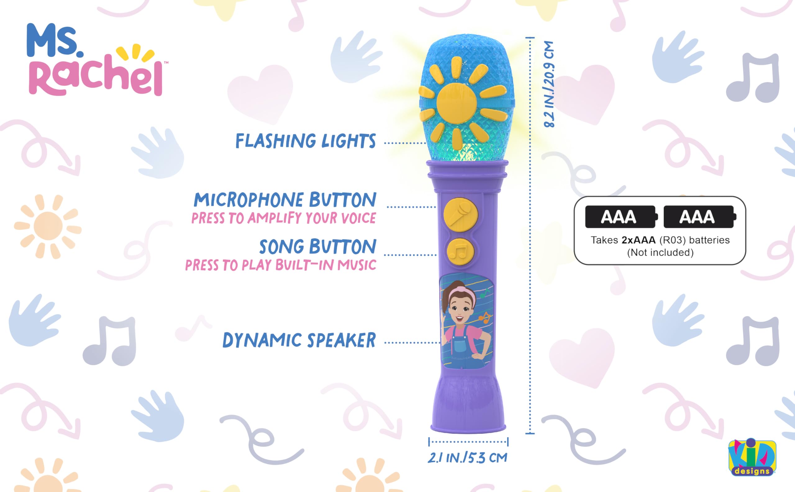 ekids Ms Rachel microphone lights in action during performances