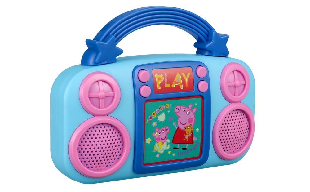 ekids Peppa Pig toy music player buttons guide kids through tunes during play