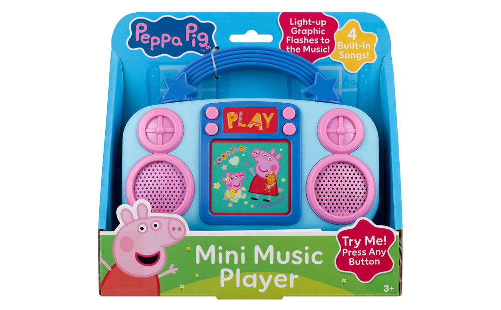 ekids Peppa Pig toy music player gift-ready packaging suggesting a delightful present