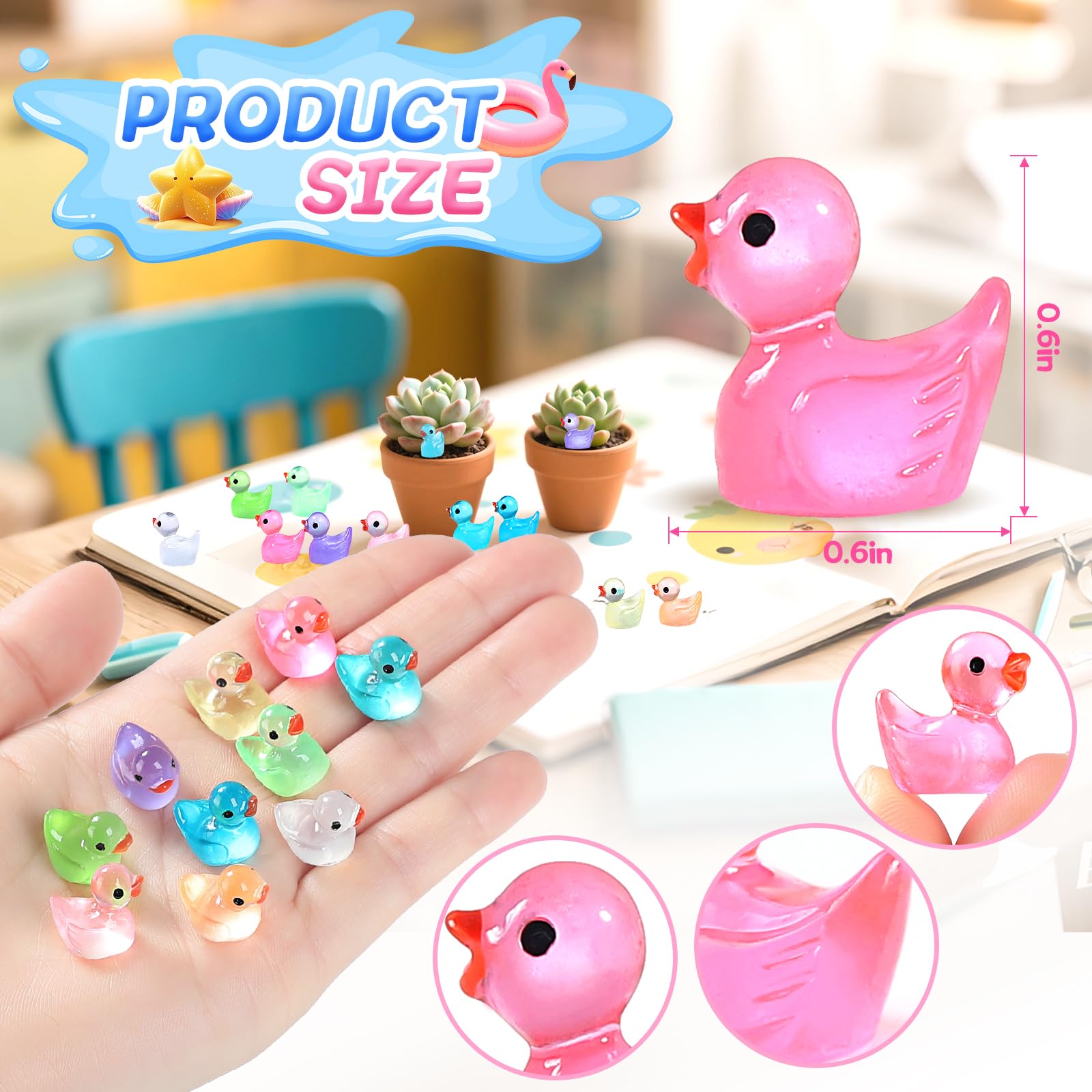 EKisemio 10-color mini ducks for versatile decorations and crafts.