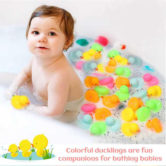 Colorful duckies brighten showers and classroom rewards with squeaky charm.