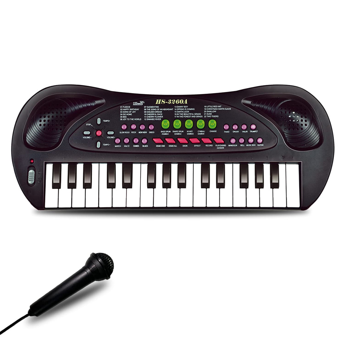EKKBHKI 32-key piano toy with microphone for kids' sing-along fun.