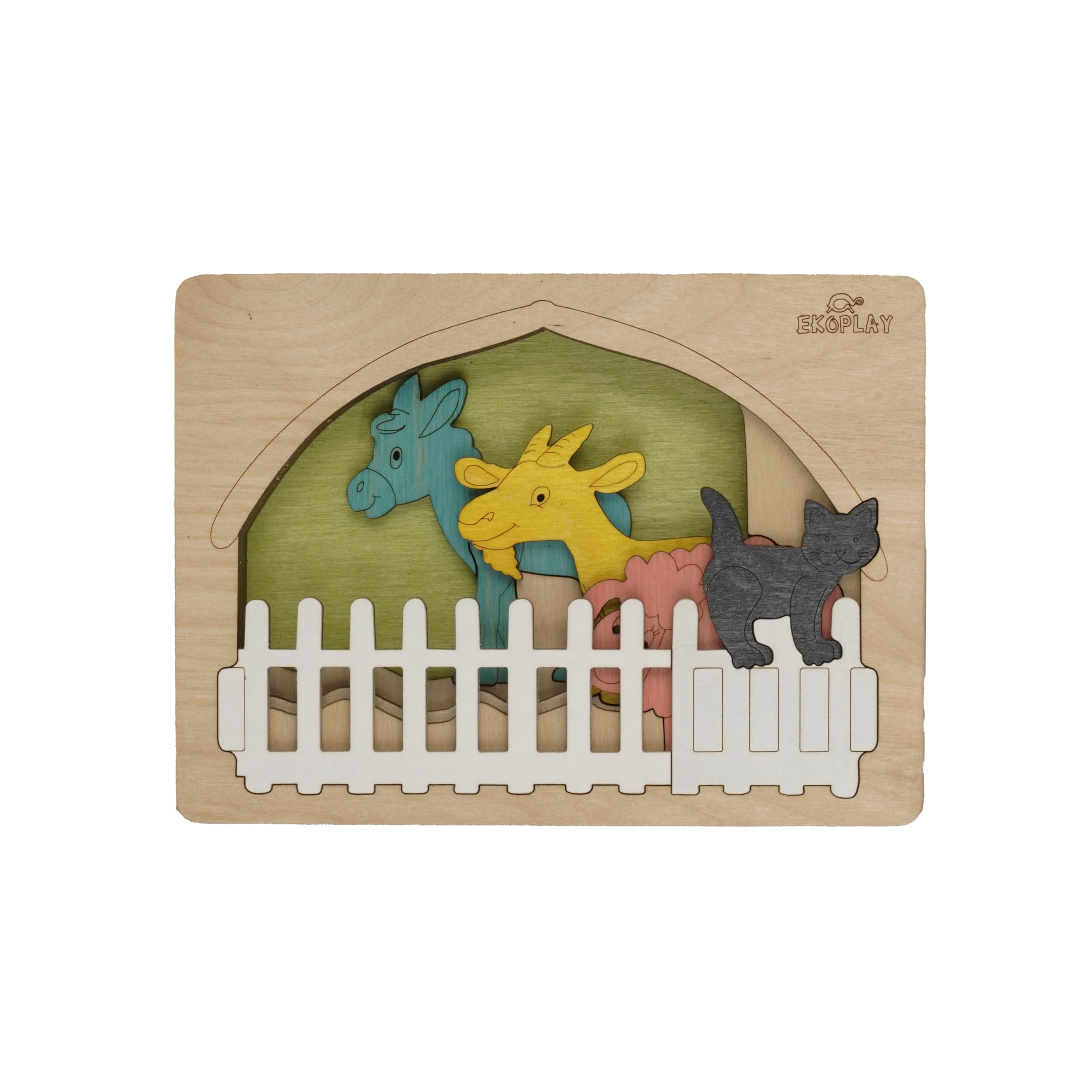 Ekoplay farm animals puzzle layer 1—chunky pieces for toddler hand-eye coordination