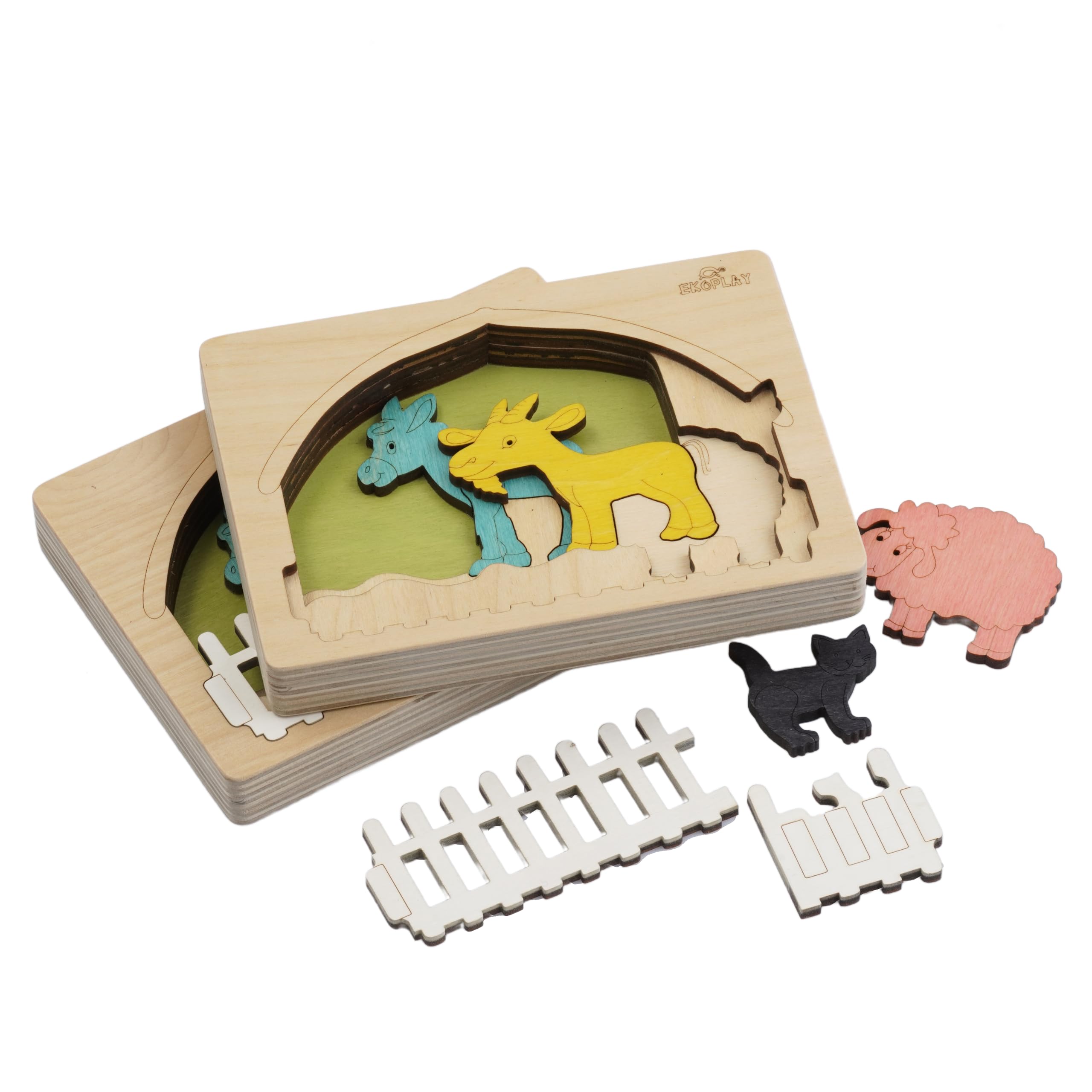 Ekoplay farm animals puzzle layer 4—smooth edges for safe play