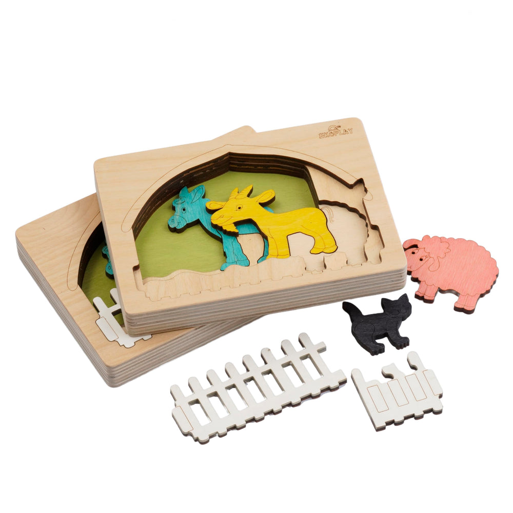 Ekoplay farm animals puzzle layer 4—smooth edges for safe play