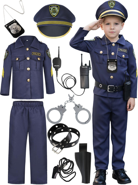 Ekoropshop kids police officer costume shirt; soft polyester for comfortable pretend play.