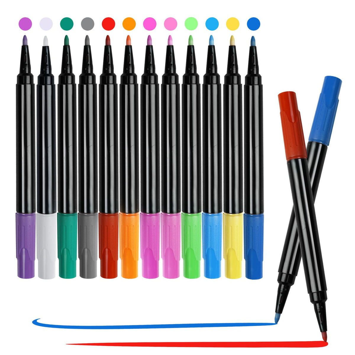 EKSPRINT 12-color neon markers glow on an LED board for vivid notes
