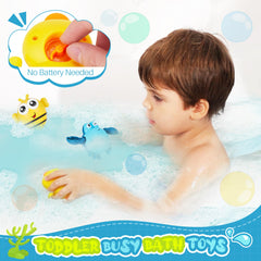 EKU Bee sprinkler bath toy sprinkles water for a gentle sensory experience.