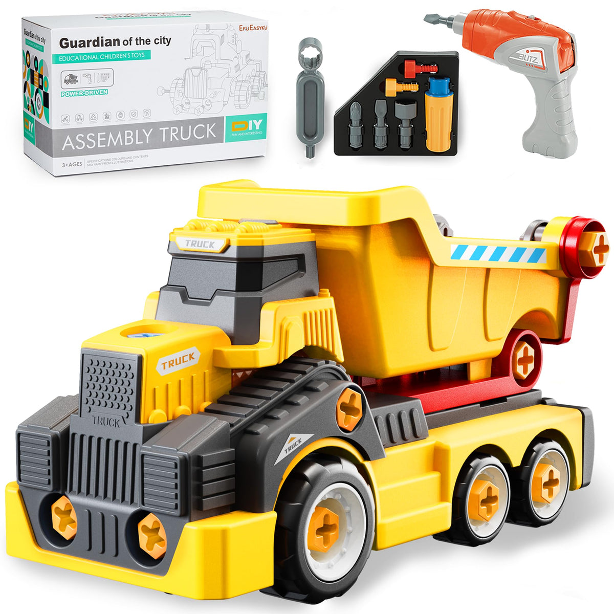 EKU EASYKU 11-inch dump truck front view supports hands-on play and problem solving.