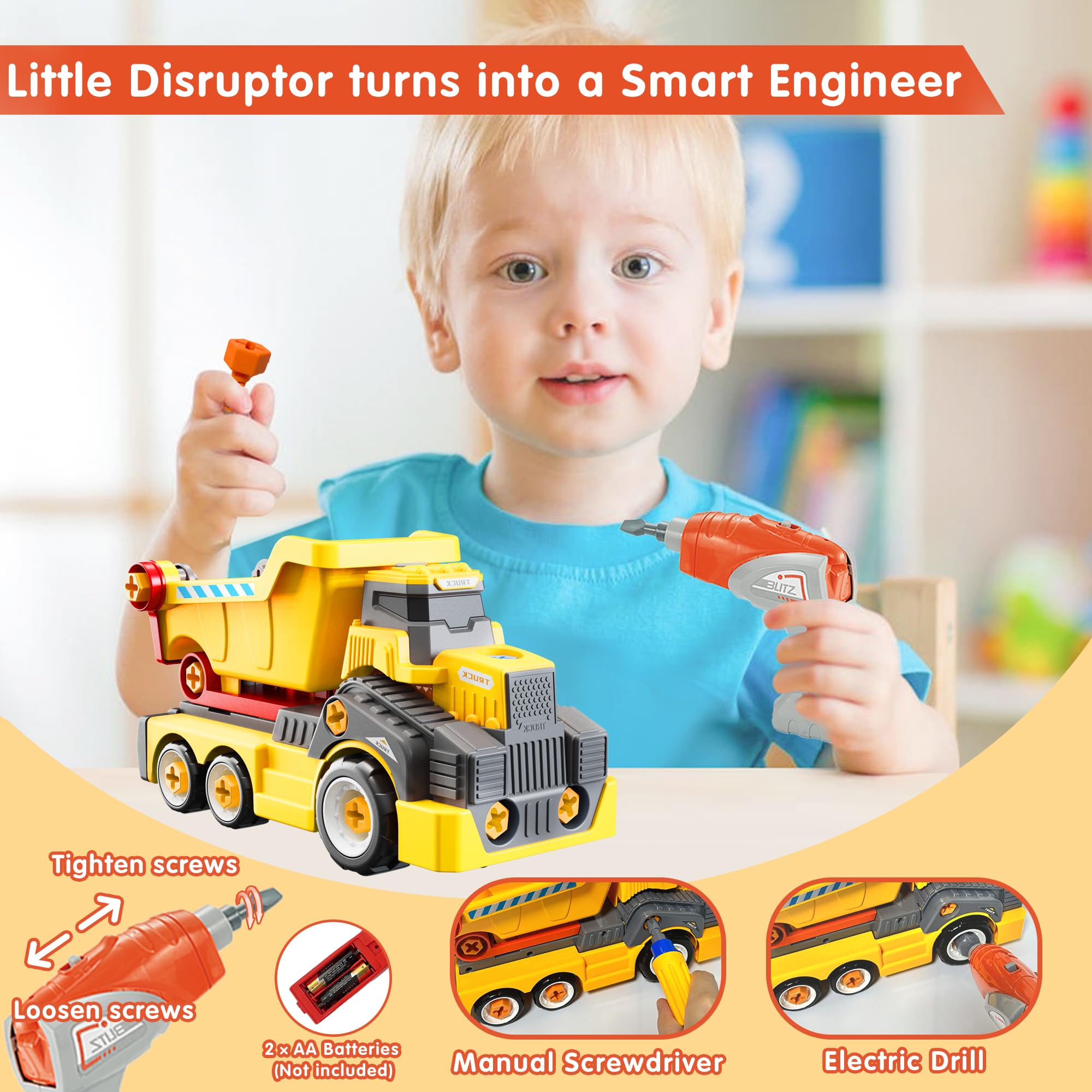 EKU EASYKU 11-inch dump truck side view shows portable design for on-the-go building.
