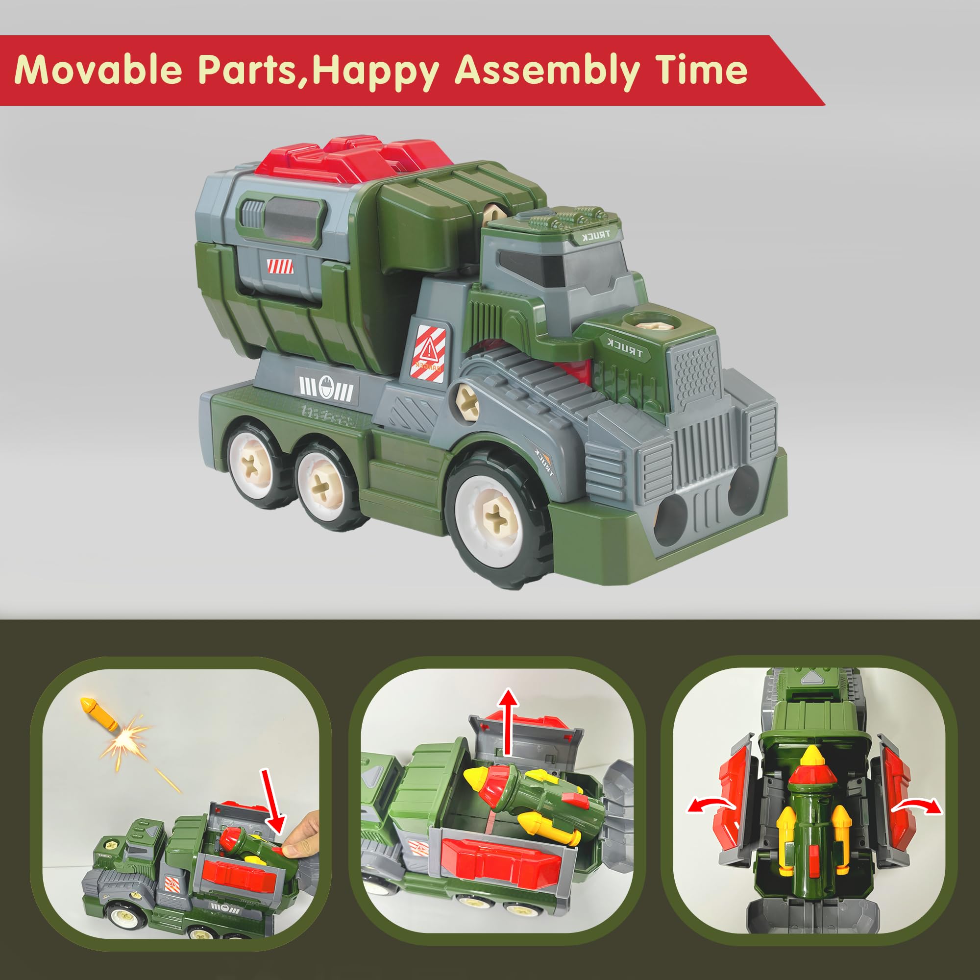 EKU EASYKU army truck showing movable parts for imaginative action.