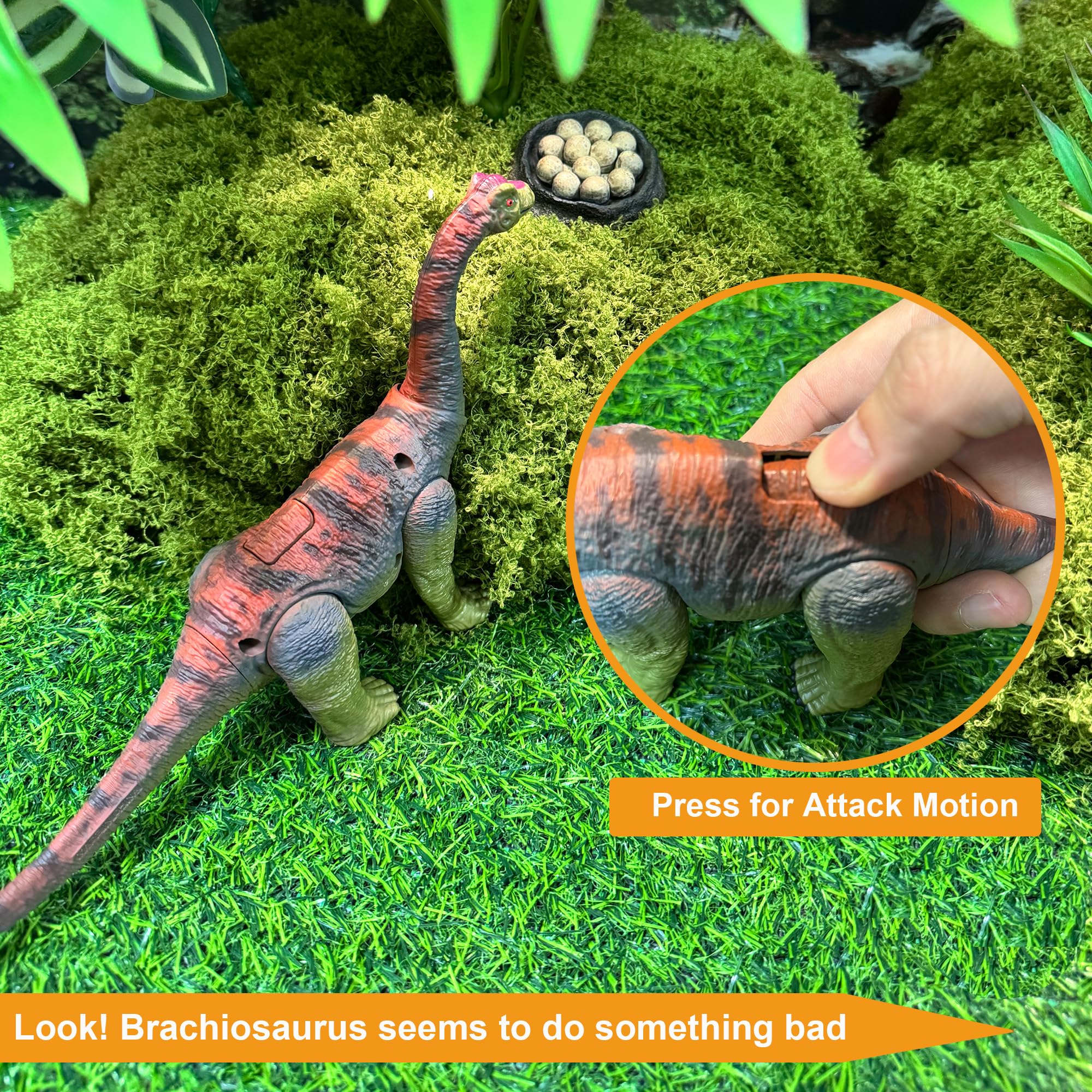 EKU EasyKU Brachiosaurus head-attack motion adds dramatic play moments