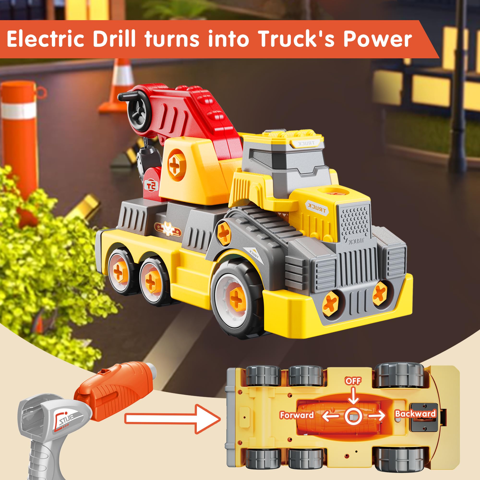 EKU EASYKU crane truck electric drill accessory enables varied repair-style lessons.
