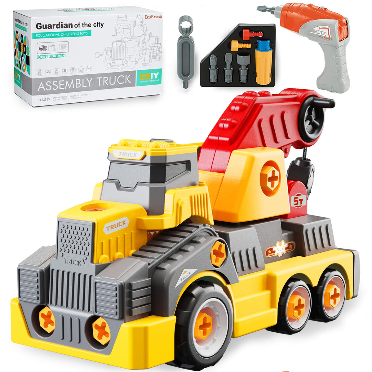 EKU EASYKU crane truck front view shows a sturdy build for hands-on assembly.
