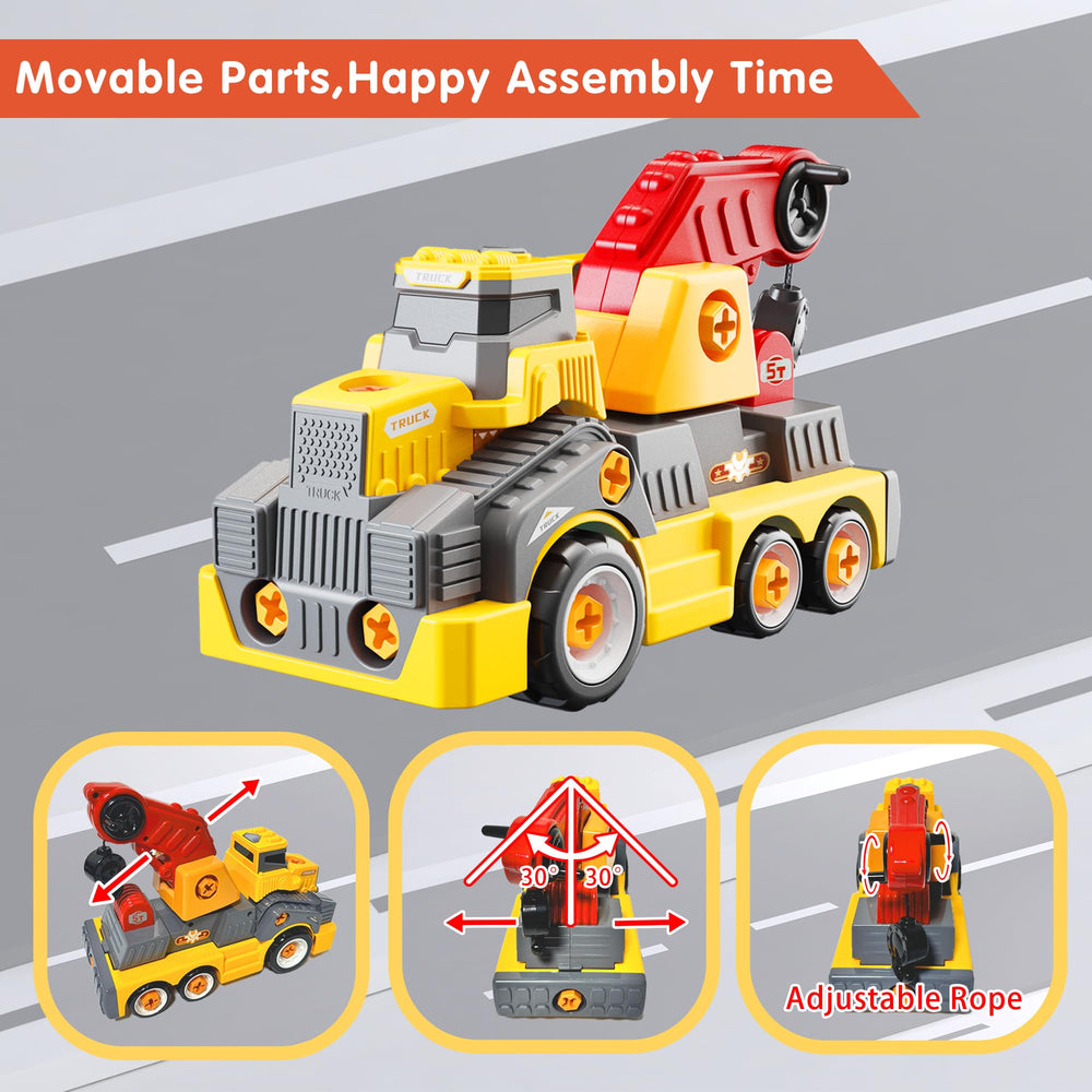 EKU EASYKU crane truck movable parts provide realistic motion during pretend construction.