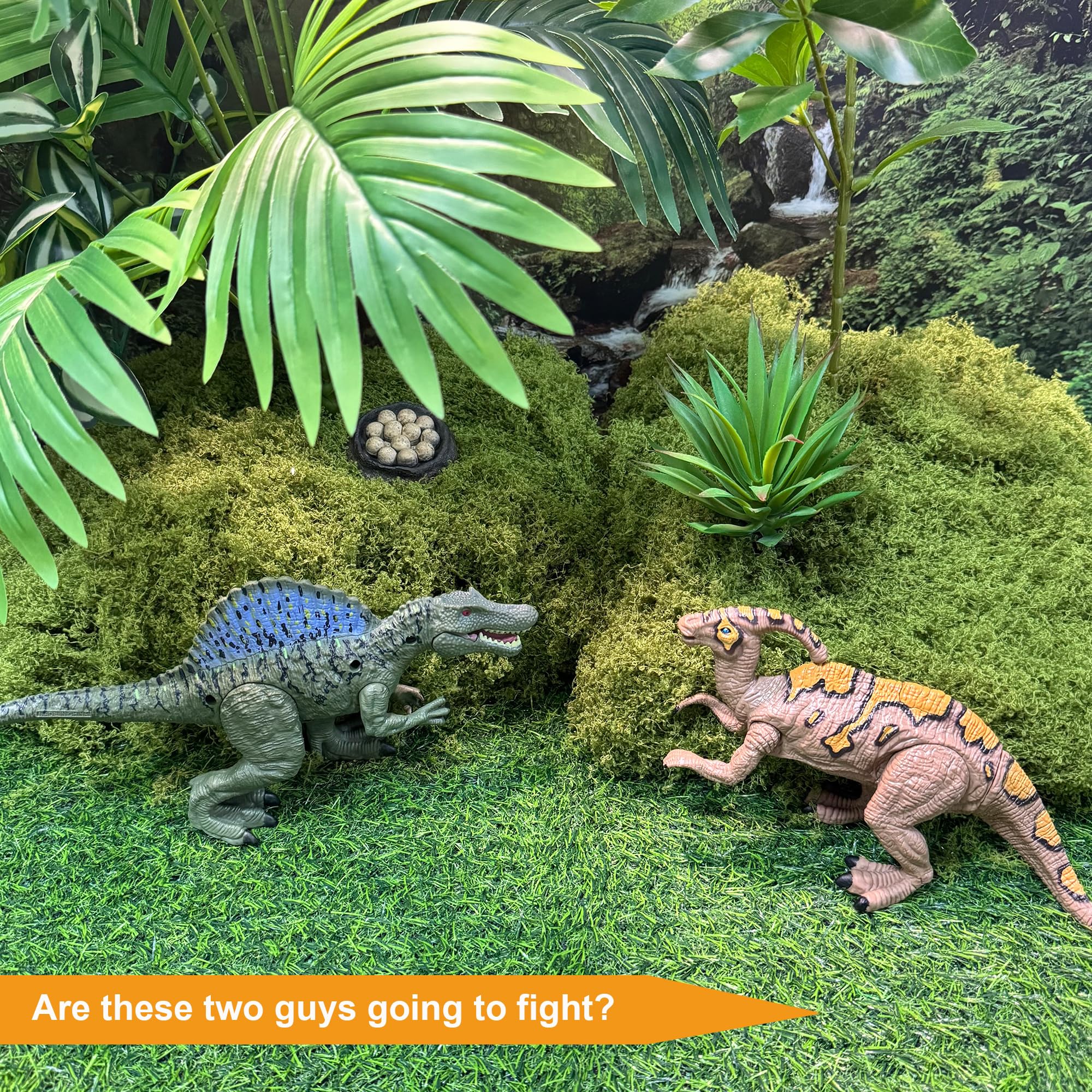 Close-up of detailed sculpting and paint on EKU dinos.