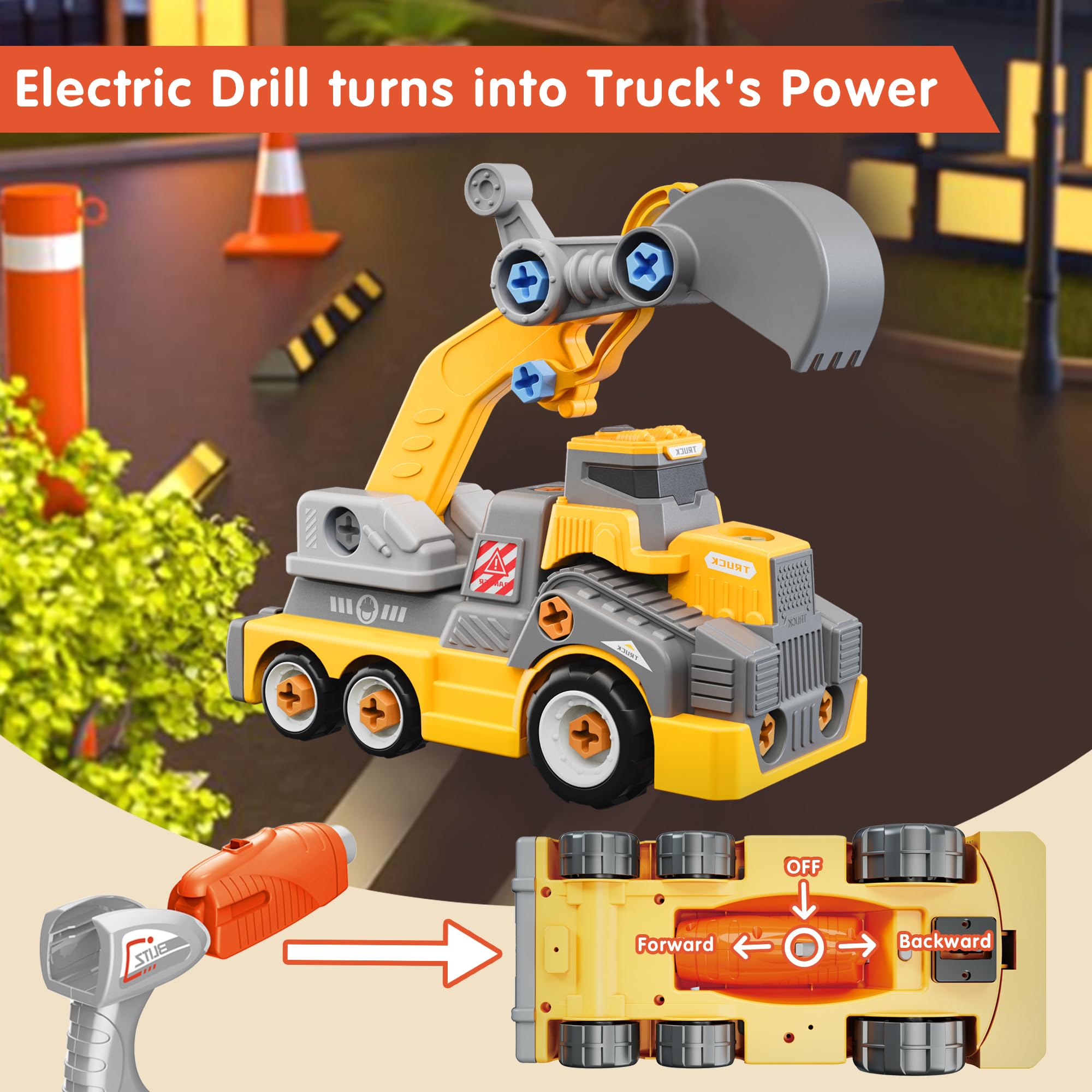 EKU EASYKU motorized truck moves forward while parts sway during active pretend play