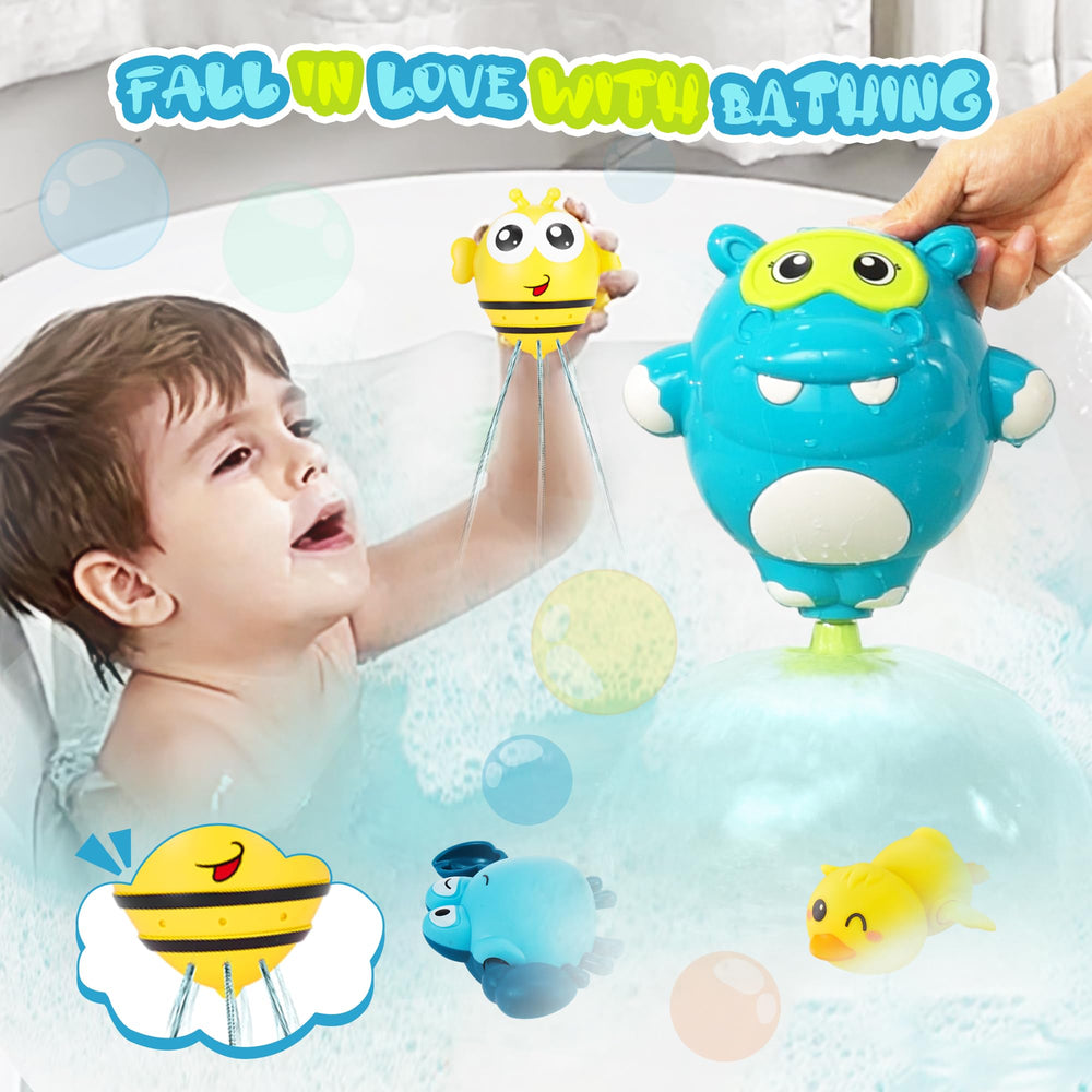 EKU Hippo bath toy water spout adds playful rinsing during bath time.