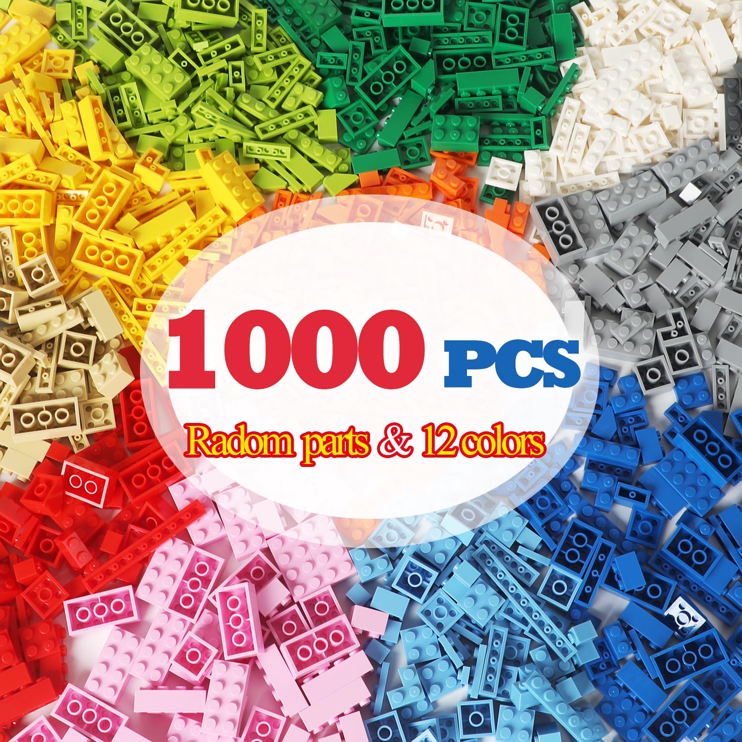 ekuzi 1000-pcs building bricks in random colors for creative play and learning