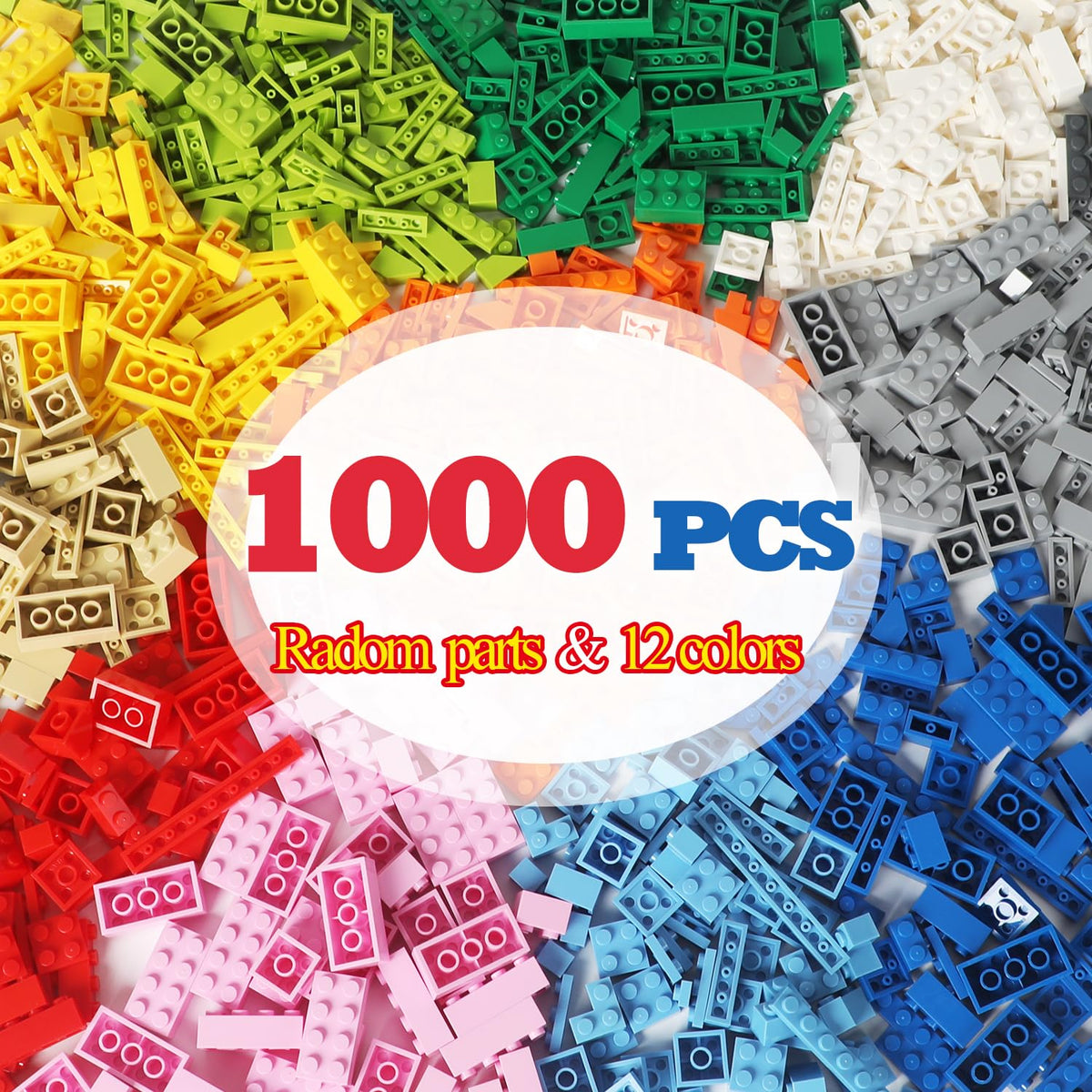 ekuzi 1000-pcs building bricks in random colors for creative play and learning
