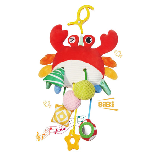 ElapseGlow crab baby toy clip securing to crib or stroller for easy attachment