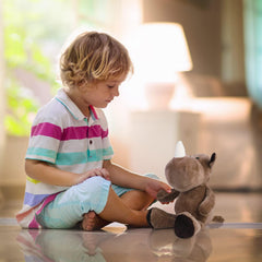 Elcoho zebra plush toy offers high-contrast design for visual engagement.