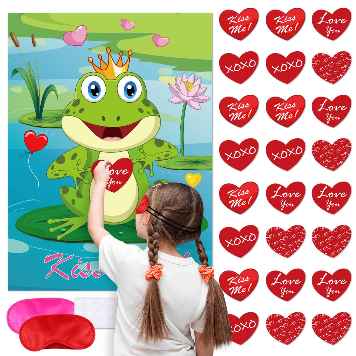 ELECLAND pin the heart on the frog poster, a playful kids party activity and wall decor