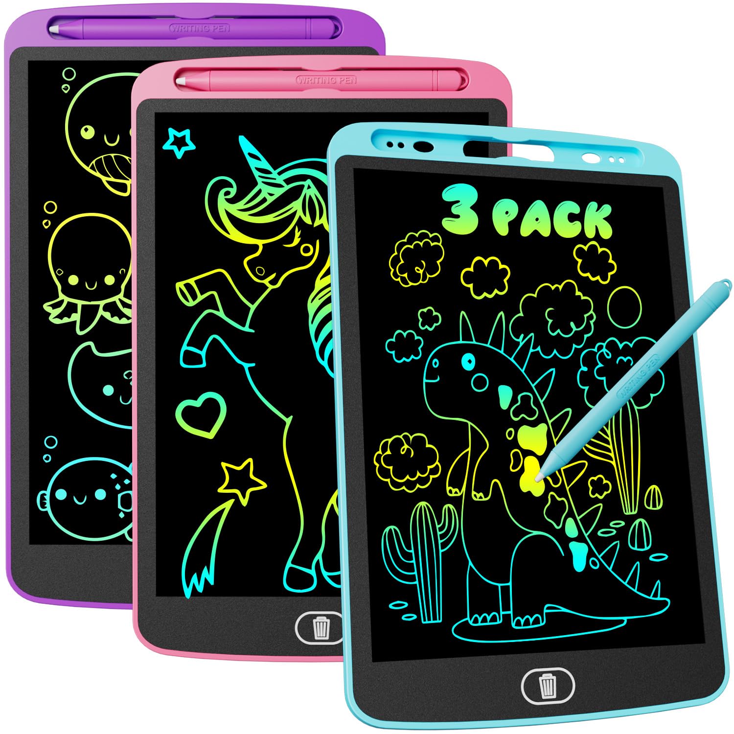 Electight 10-inch LCD tablet front view with a clear doodling surface.