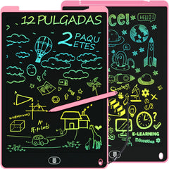 Electight 12-inch pink LCD writing tablet front view for kids doodling on the go.