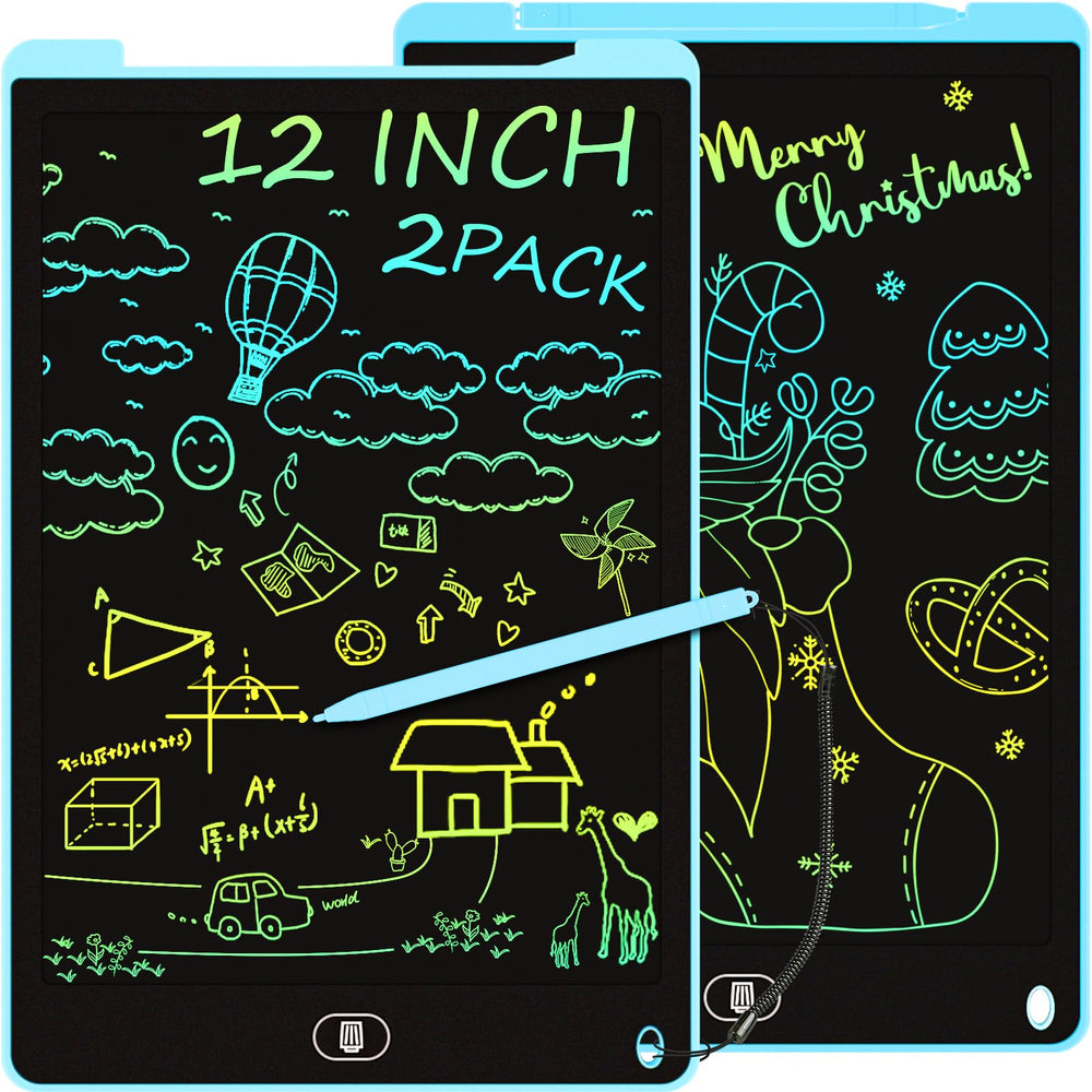 Electight 2-pack 12-inch LCD writing tablet blue front view for mess-free doodling
