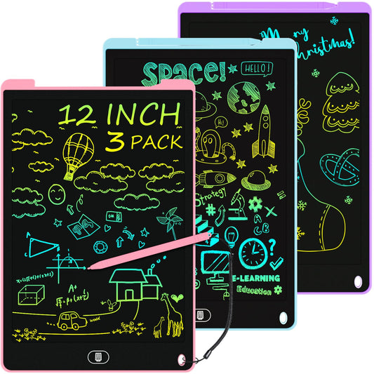 Electight 12-inch LCD doodle board in blue, ideal for mess-free drawing anywhere.