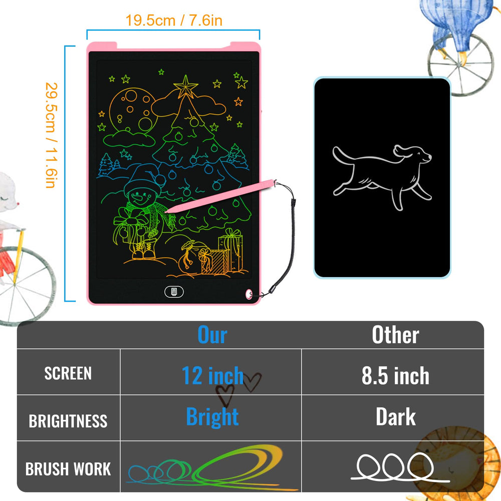 Electight 12-inch LCD doodle board in pink, great for imagination and early writing practice.