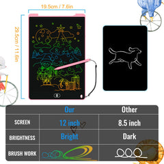 Electight 12-inch LCD doodle board in pink, great for imagination and early writing practice.