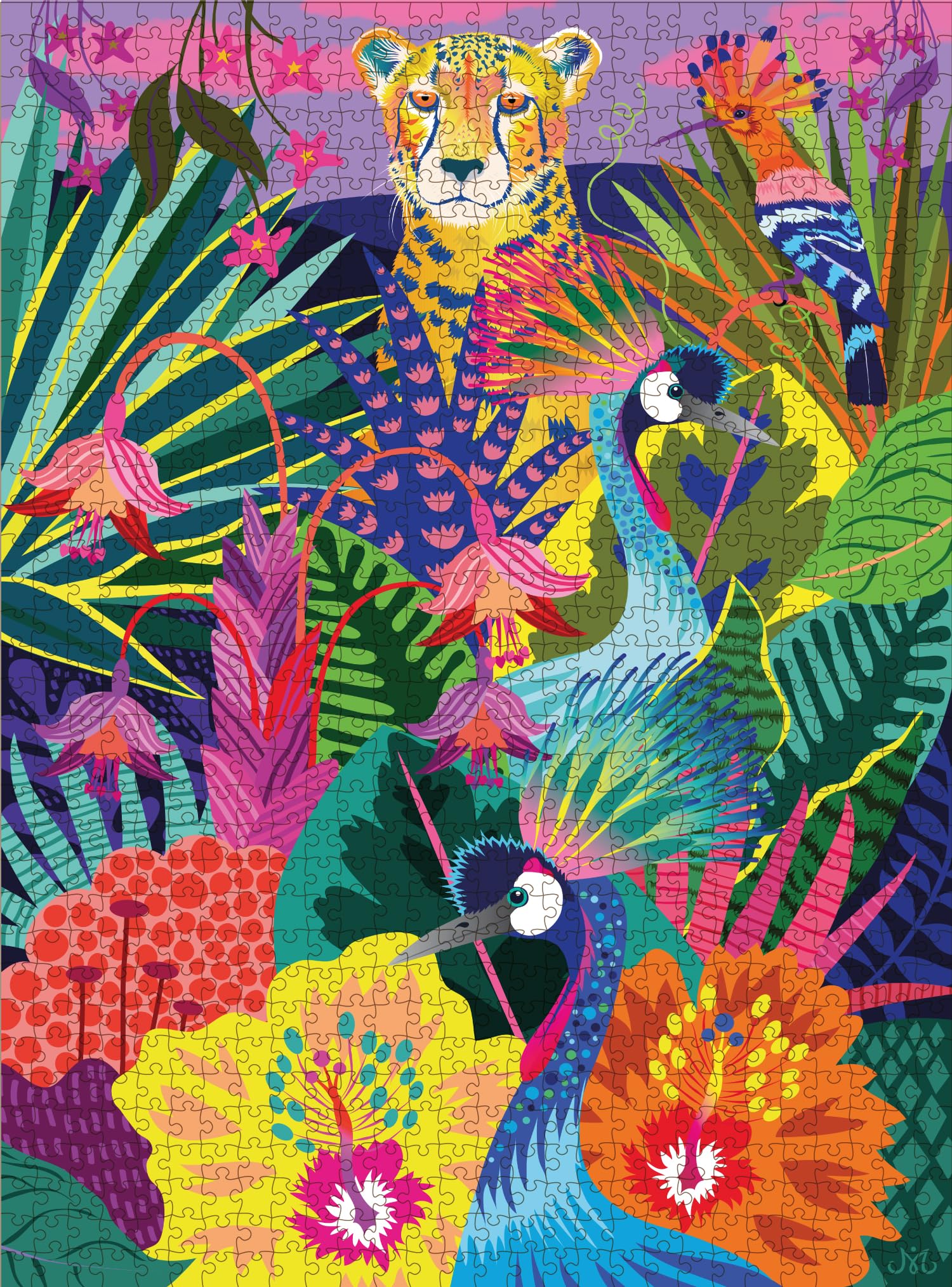 Elena Essex colorful jungle cheetah puzzle art with vivid colors for mindful solving