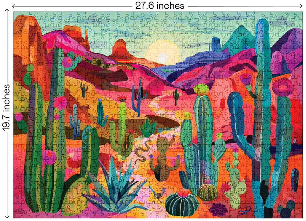 Elena Essex desert scene puzzle art for relaxing, mindful puzzling sessions.