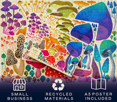 Elena Essex Woodland Magic forest mushrooms: rich colors spark imagination during puzzle play.