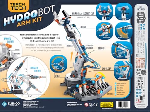 Elenco Hydrobot Arm Kit gripper in action showing precise opening and closing