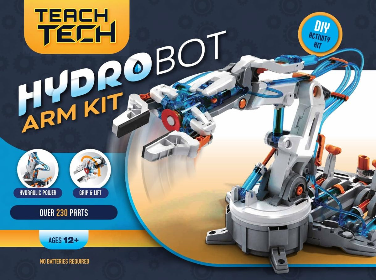 Elenco Hydrobot Arm Kit assembly demonstrates hands-on hydraulic robotics learning