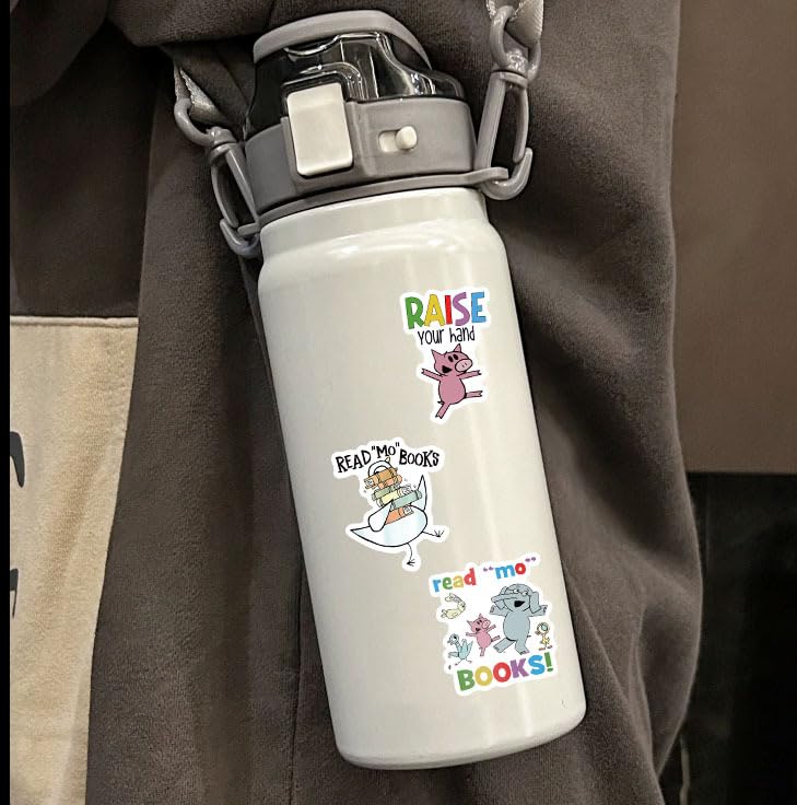 Elephant and Piggie stickers on skateboard provide bold, lasting decor
